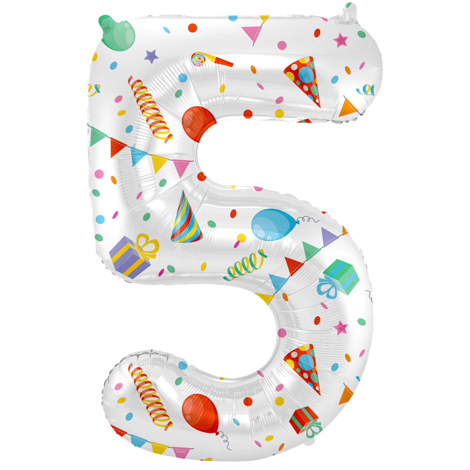 Folieballon Cijfer 5 Joyful Party - 86 cm