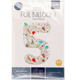 Folieballon Cijfer 5 Joyful Party - 86 cm