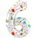 Folieballon Cijfer 6 Joyful Party - 86 cm