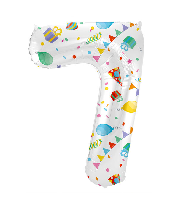 Folieballon Cijfer 7 Joyful Party - 86 cm