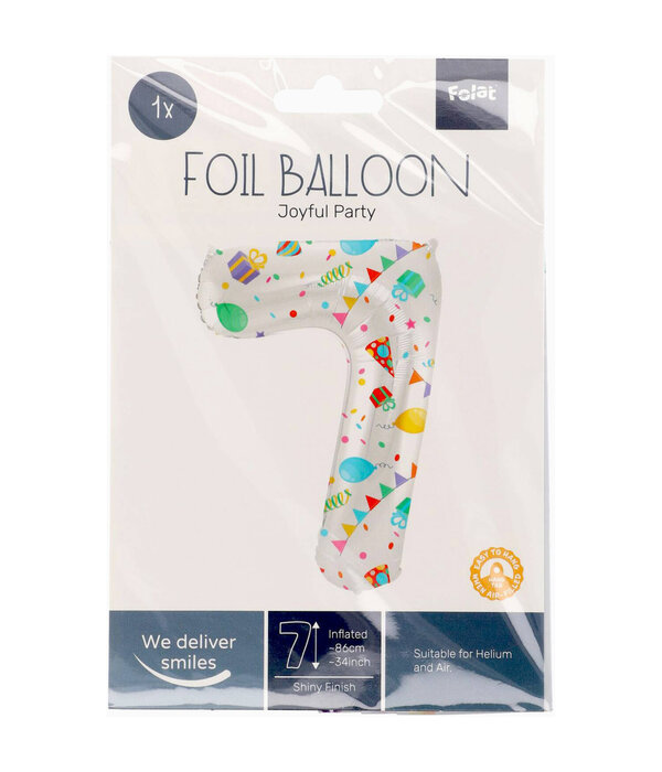 Folieballon Cijfer 7 Joyful Party - 86 cm