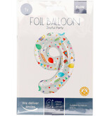 Folieballon Cijfer 9 Joyful Party - 86 cm