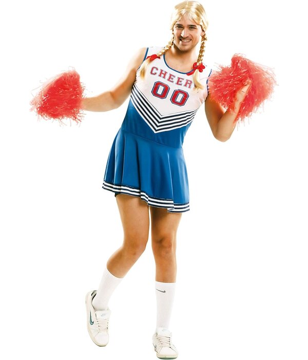 Cheerleader Kostuum Man Blauw Animator