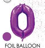Paarse Cijferballon '0' (86cm)