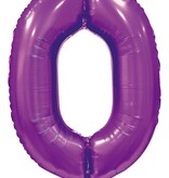 Paarse Cijferballon '0' (86cm)