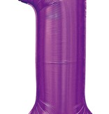 Paarse Cijferballon '1' (86cm)