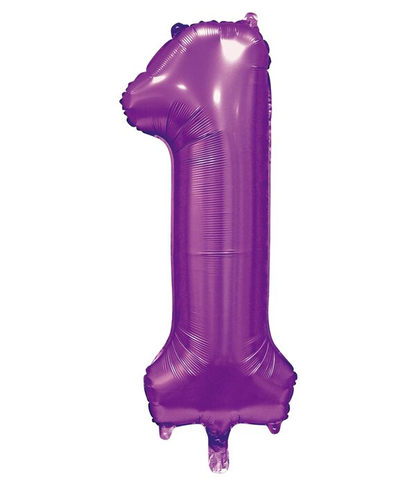 Paarse Cijferballon '1' (86cm)
