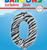 Folieballon Cijfer 0 Zebra (86cm)