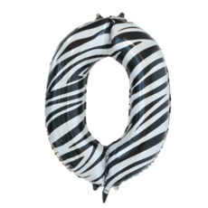 Folieballon Cijfer 0 Zebra (86cm)