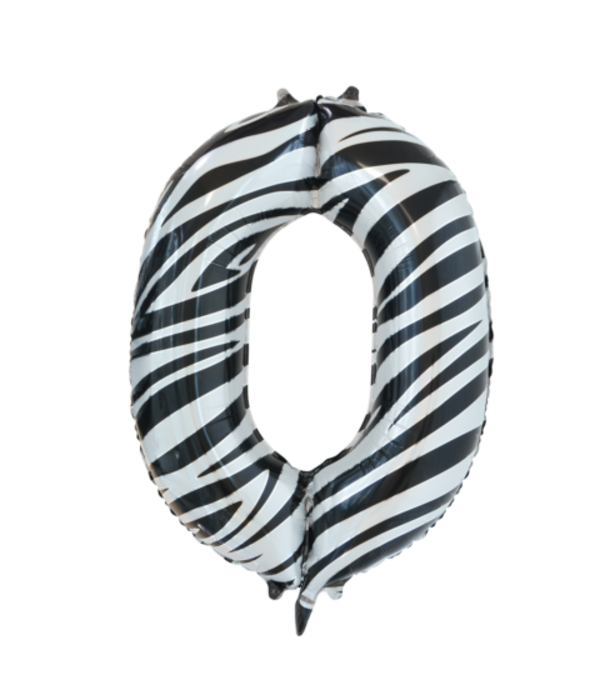 Folieballon Cijfer 0 Zebra (86cm)
