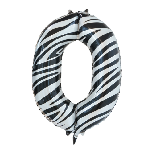 Wefiesta Folieballon Cijfer 0 Zebra 86 Cm Zwart/wit