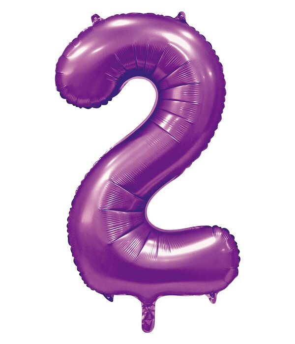 Paarse Cijferballon '2' (86cm)