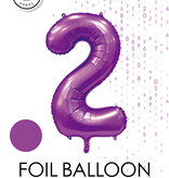Paarse Cijferballon '2' (86cm)