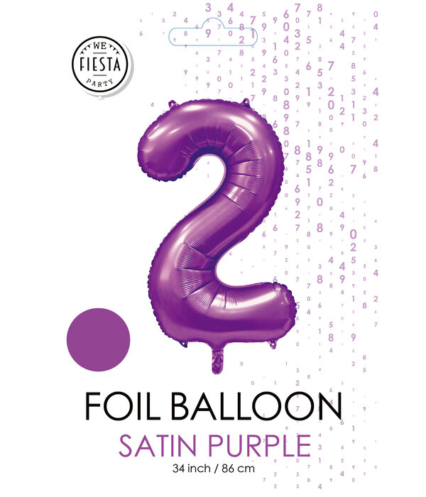 Paarse Cijferballon '2' (86cm)