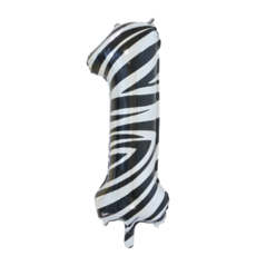 Folieballon Cijfer 1 Zebra (86cm)