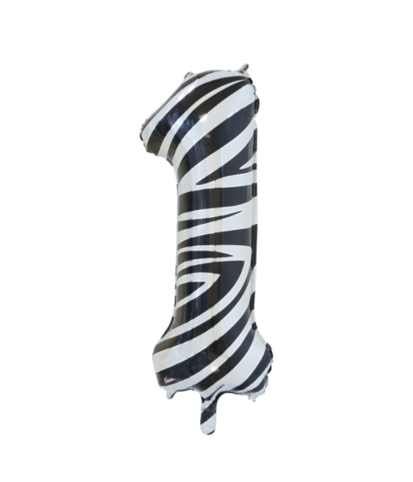 Folieballon Cijfer 1 Zebra (86cm)