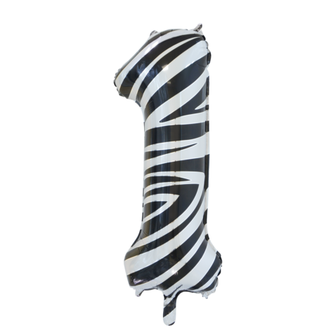 Folieballon Cijfer 1 Zebra (86cm) afbeelding