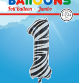 Folieballon Cijfer 1 Zebra (86cm)