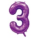 Paarse Cijferballon '3' (86cm)