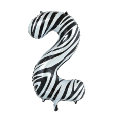 Folieballon Cijfer 2 Zebra (86cm)