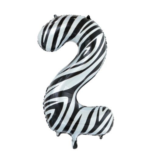 Folieballon Cijfer 2 Zebra (86cm)