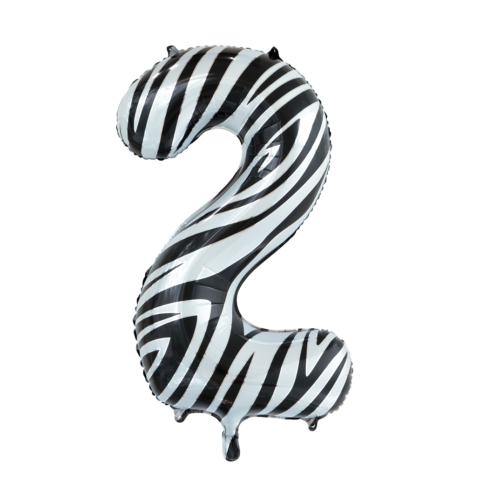 Wefiesta Folieballon Cijfer 2 Zebra 86 Cm Zwart/wit