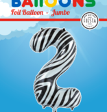 Folieballon Cijfer 2 Zebra (86cm)