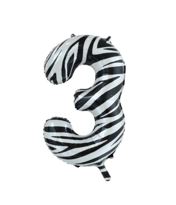 Folieballon Cijfer 3 Zebra (86cm)