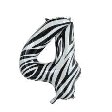Folieballon Cijfer 4 Zebra (86cm)