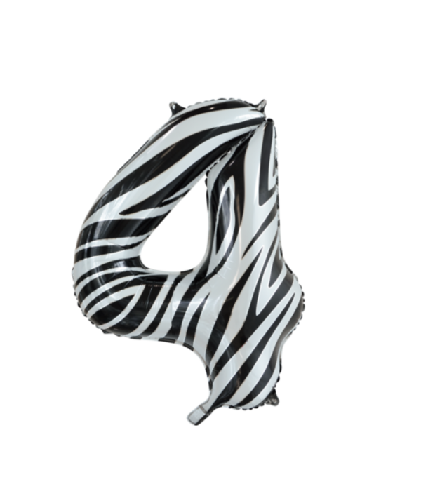 Folieballon Cijfer 4 Zebra (86cm)