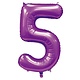 Paarse Cijferballon '5' (86cm)