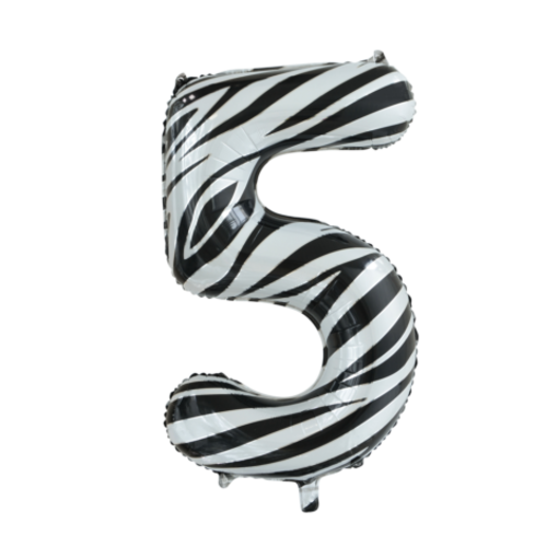 Folieballon Cijfer 5 Zebra (86cm)