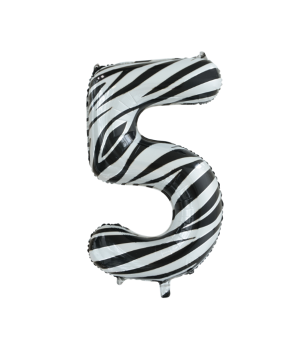 Folieballon Cijfer 5 Zebra (86cm)