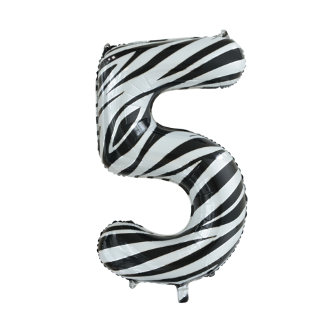 Folieballon Cijfer 5 Zebra (86cm) afbeelding