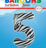 Folieballon Cijfer 5 Zebra (86cm)