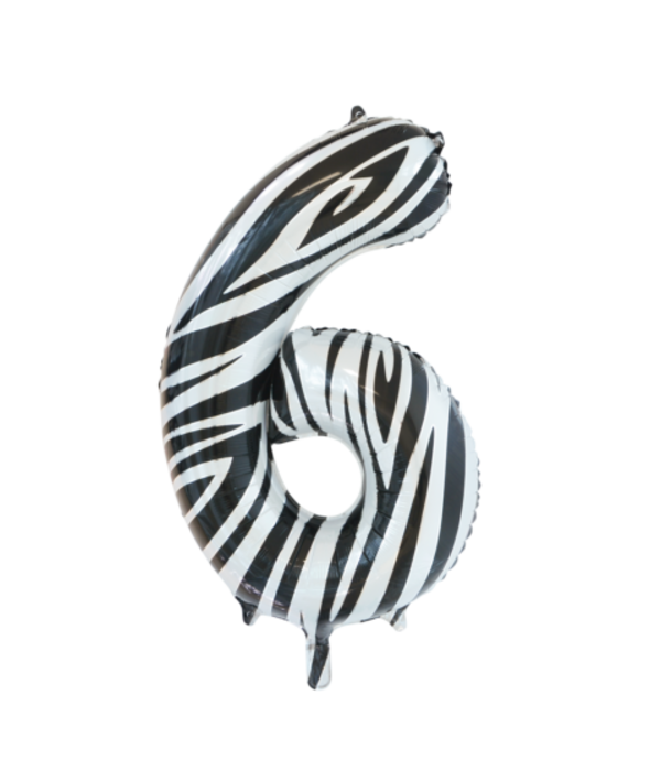 Folieballon Cijfer 6 Zebra (86cm)
