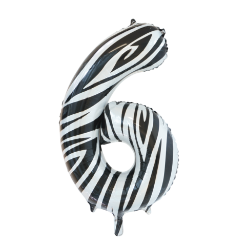Folieballon Cijfer 6 Zebra (86cm) afbeelding
