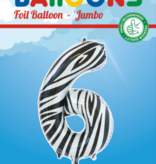 Folieballon Cijfer 6 Zebra (86cm)