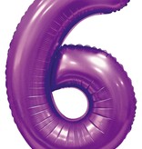 Paarse Cijferballon '6' (86cm)