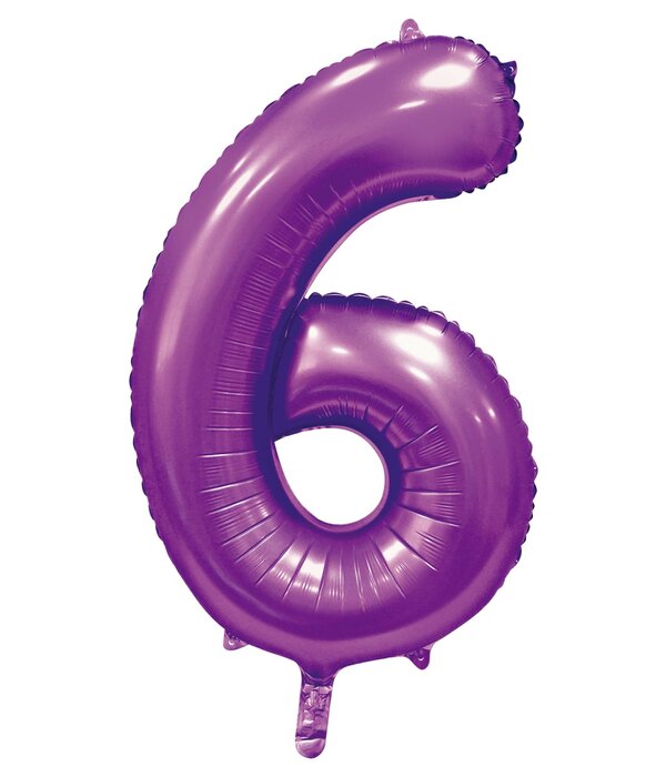 Paarse Cijferballon '6' (86cm)
