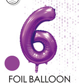 Paarse Cijferballon '6' (86cm)