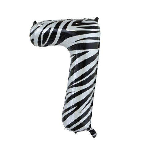Wefiesta Folieballon Cijfer 7 Zebra 86 Cm Zwart/wit