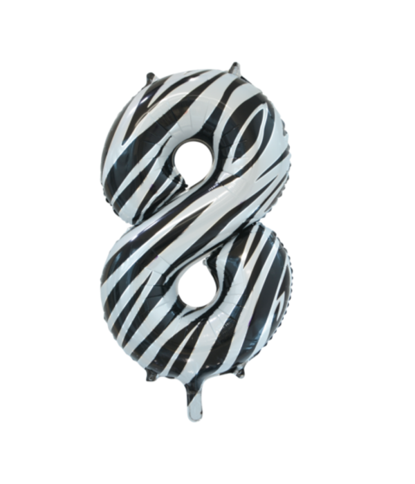 Folieballon Cijfer 8 Zebra (86cm)