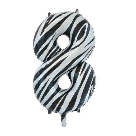 Wefiesta Folieballon Cijfer 8 Zebra 86 Cm Zwart/wit