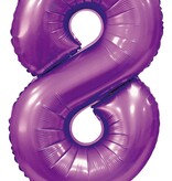 Paarse Cijferballon '8' (86cm)