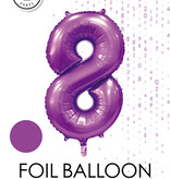 Paarse Cijferballon '8' (86cm)