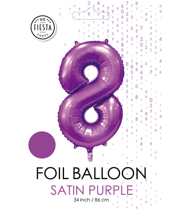 Paarse Cijferballon '8' (86cm)