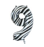 Folieballon Cijfer 9 Zebra (86cm)