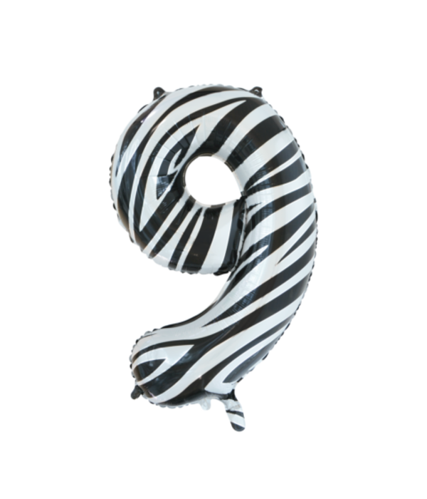 Folieballon Cijfer 9 Zebra (86cm)