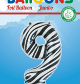 Folieballon Cijfer 9 Zebra (86cm)